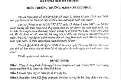 CÔNG KHAI QUYẾT TOÁN NGÂN SÁCH QUÝ 3 NĂM 2025