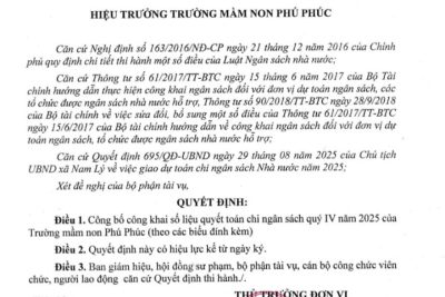 CÔNG KHAI QUYẾT TOÁN NGÂN SÁCH QUÝ 4 NĂM 2025