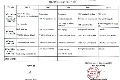 THỰC ĐƠN DINH DƯỠNG TUẦN 01 (THÁNG 11/2025)